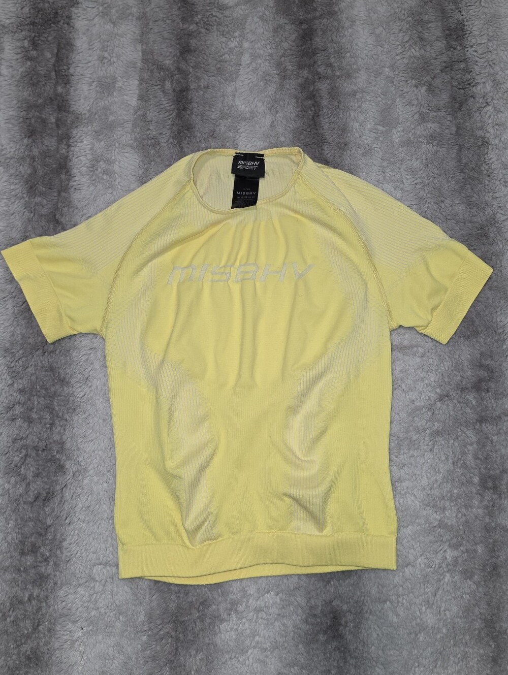 MISBHV Highlighter Yellow Cropped Streetwear Stretchy Top Size L/XL